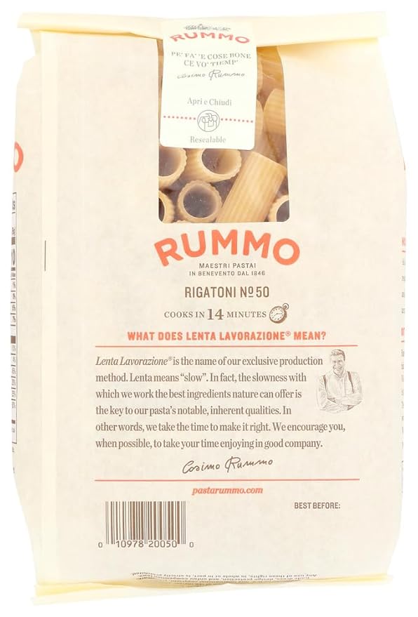Rummo Rigatoni Pasta N.50 - Rigatoni Noodles Italian Tube Bronze Cut Durum Wheat - 16 Ounce (Pack of 12)