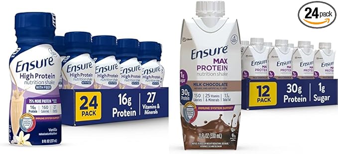 Ensure High Protein Nutritional Shake With Fiber 16g Protein Meal Replacement Shakes &amp Max Protein Nutrition Shake with 30g of Protein 1g of Sugar High Protein Shake
