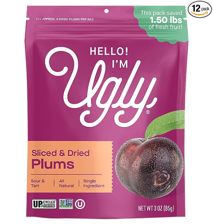 Hello Im Ugly Dried Sliced Plums 3 oz (Pack of 12)