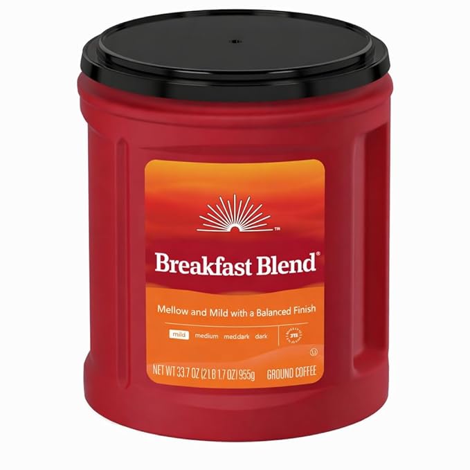 Breakfast Blend Ground Coffee Mild Roast 33.7 oz Canister (33.7 Ounce(1 Pack) Breakfast(Mild Roast))