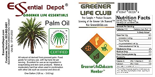 1 Gallon COCONUT Oil 76F + 1 Gallon RSPO Sustainable Not Hydrogenated PALM Oil Combination Pack - Food Grade - Safety Sealed Resealable HDPE Containers Microwave Safe (remove foil seal) Freezer Safe