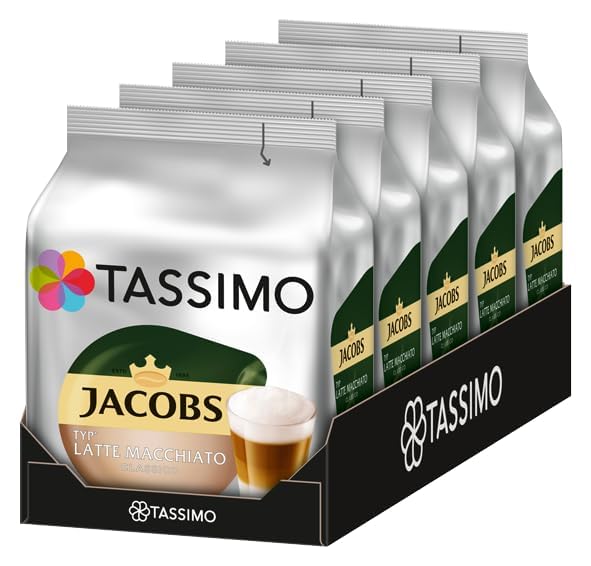 Tassimo Jacobs Latte Macchiato Rainforest Alliance Certified Pack of 5 5 x 16 T-Discs (8 Servings)
