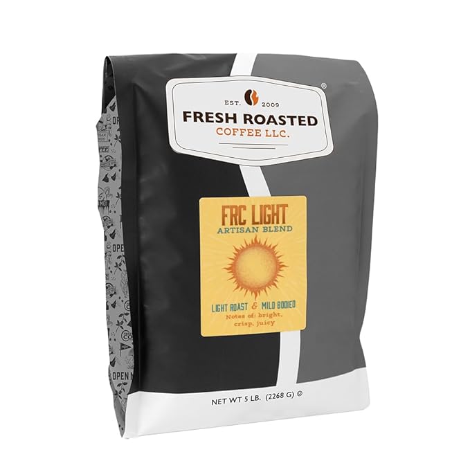 Fresh Roasted Coffee FRC Light Roast Blend 5 lb (80 oz) Kosher Whole Bean