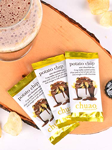 Chuao Chocolatier Potato Chip Milk Chocolate Mini Bars | Gourmet No Preservatives | For Gift Baskets Christmas Valentines Day Gifts for Women Men | 100 Pack