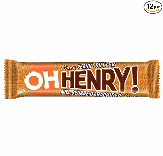 12 Pack Oh Henry! Chocolate Bar Peanut Butter 12x58g