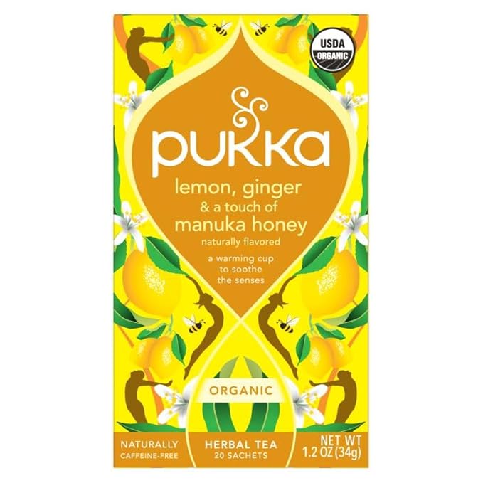 Pukka Organic Lemon Ginger &amp Manuka Honey Herbal Tea Immune Boosting Organic Tea Infusion Selection With Turmeric Ideal For Daily Support Caffeine Free 80 Total Bags (20ct - Pack of 4)