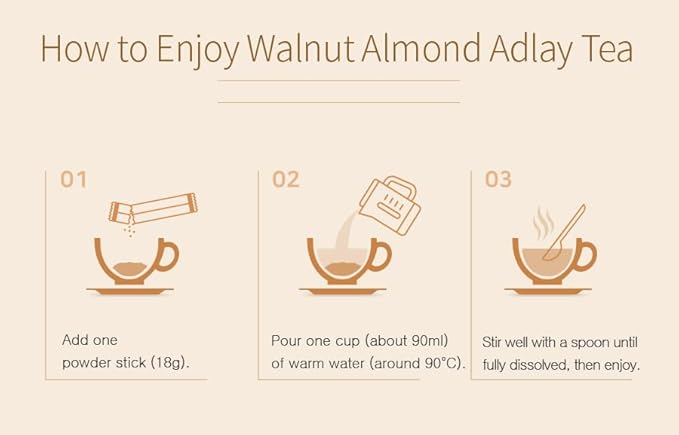 Damtuh Walnut Almond Adlay Tea Zero Sugar Drink Mix – Korean Yulmu Cha (Job’s Tears) Roasted Grain Nut Latte-Style Powder Sweetened with Stevia Caffeine-Free 18g x 40 Sticks