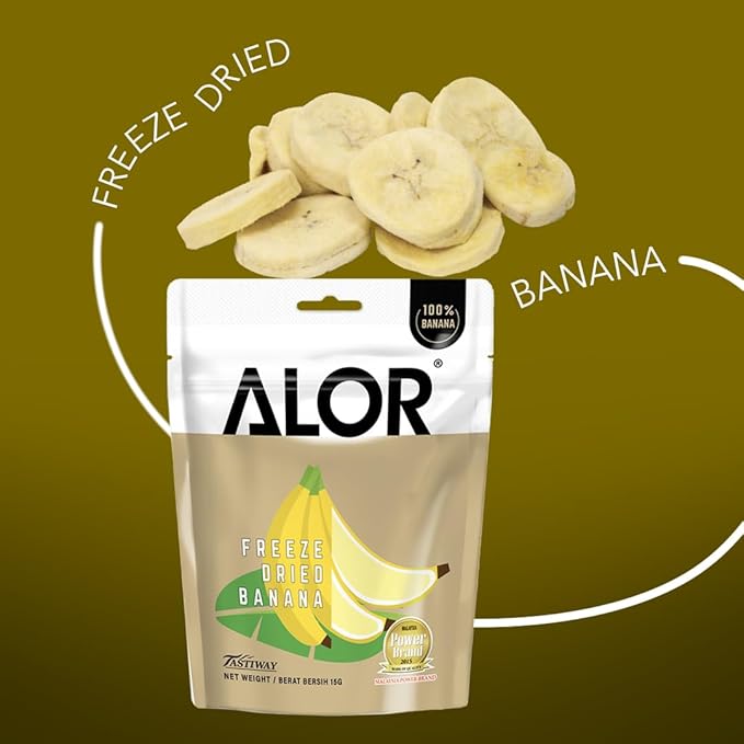 ALOR 100% Natural Dried Banana Slices – Unsweetened No Sugar Added Real Fruit Snack – Crunchy Crispy &amp Gluten-Free – Healthy Freeze-Dried Chips (15 Grams x 8 Packs - Banana)