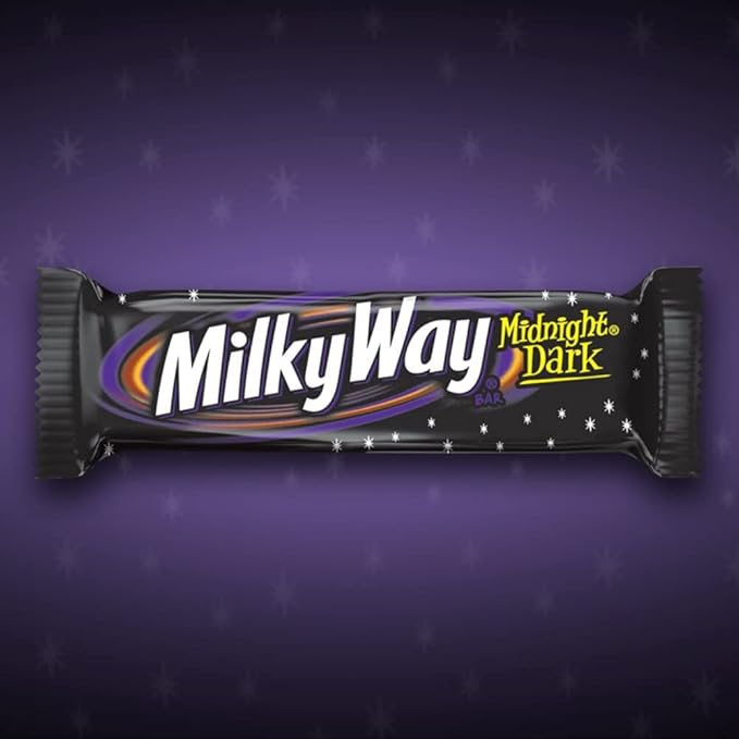 MILKY WAY Dark Chocolate Candy Bars Midnight Dark Full Size 1.76 oz (Pack of 24) Chocolate Bars Bulk