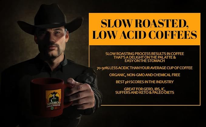 Midnight Ride Blend | 90% Less Acid | Low Acid Coffee 100% Organic ingredients| Bold Roast - - Whole Bean 1lb
