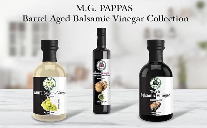M.G. PAPPAS Thick Aged Balsamic Vinegar from Italy - Gourmet Balsamic Italian Vinegar - A Great Addition to Vinaigrettes Salads &amp Dressings - No Preservatives No Added Sugar - 8.5 Fl Oz (250ml)