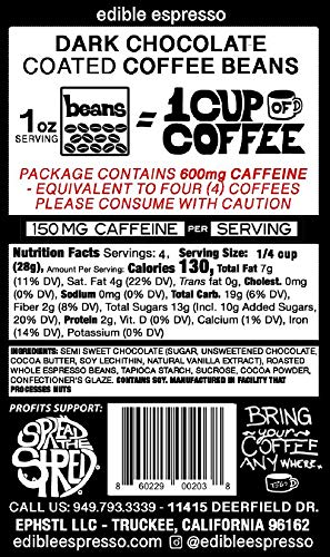 Edible Espresso Dark Chocolate Coffee Beans 4oz Reseal (6pk)