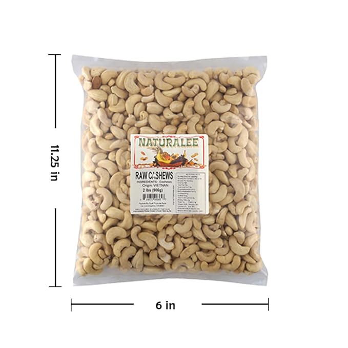 Naturalee Cashews 2 lbs - Raw Unsalted - Natural Heart Healthy Snack (Pack of 2)