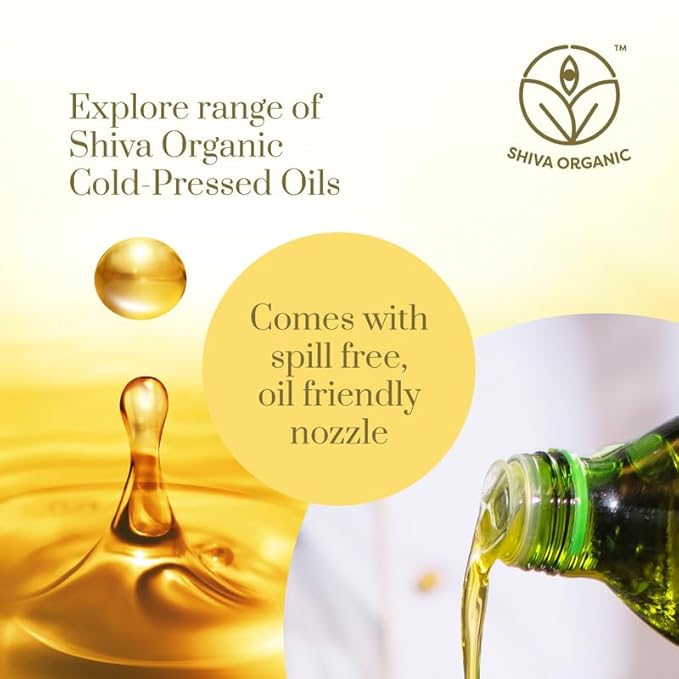 Shiva Organic Cold-Pressed Black Sesame Oil - 100% Natural Certified Organic - 1L (33.8 fl oz) for Cooking Dressings and Health