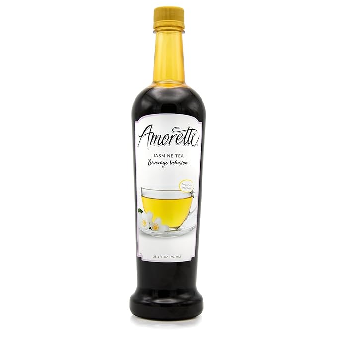 Amoretti - Jasmine Tea Beverage Infusion - Drink Mix &amp Water Enhancer with Pump for Flavoring Cocktails Waters Teas and other Beverages 94 Servings Per Bottle (750 ml) Preservative Free