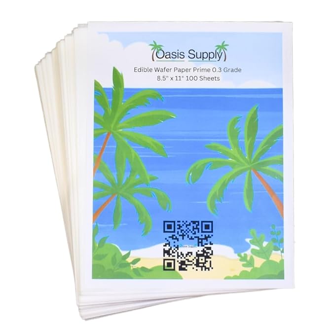 Oasis Supply 100 Piece Edible Rectangle Wafer Paper Pack 8 by 11 White