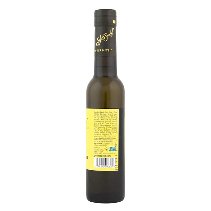 Salute Santé! Lemon Infused Grapeseed Oil — vegetable oil cooking oil grapeseed oil — Light Lemon Aroma Finishing &amp Marinades Sautéing and Roasting Gourmet kitchen essential for everyday cooki