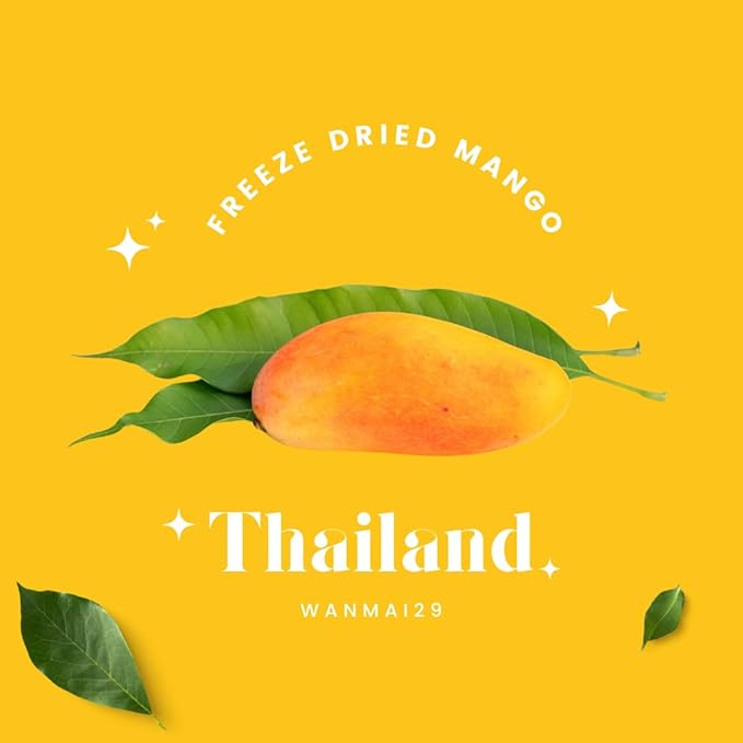 WANMAI29 Mango Freeze Dried Tropical Snack for Kids and Adults Crispy Fruit Pieces No Sugar Added Non-GMO and Gluten Free Pack of 5 (0.52 oz Each)