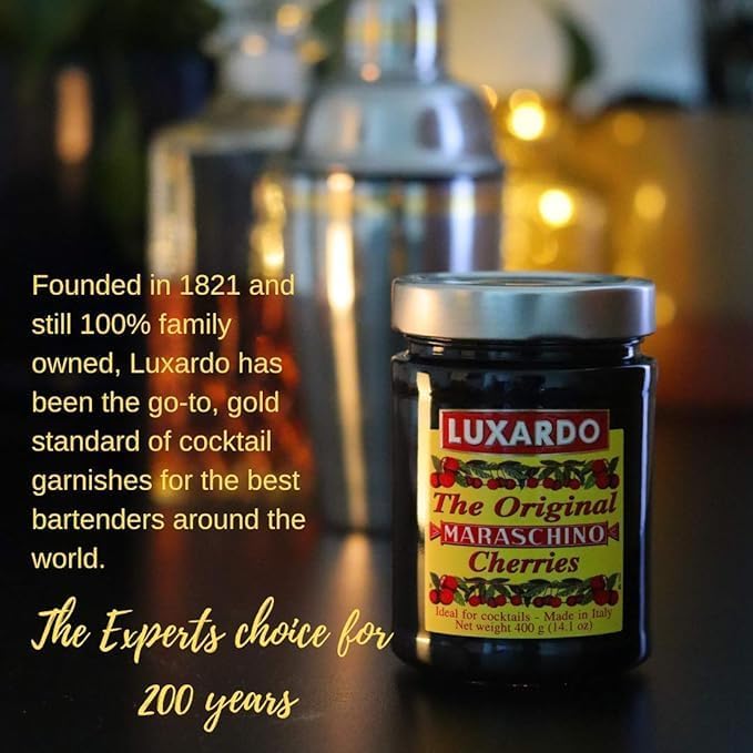 Luxardo Gourmet Cocktail Maraschino Cherries | for Old Fashioned Manhattan and Desserts 400G Jar. [Pack of 2]