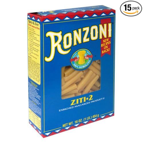 Ronzoni Ziti Pasta 16 oz (Pack of 15)