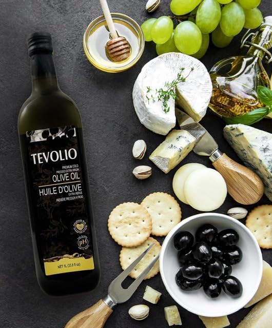 TEVOLIO Extra Virgin Olive Oil – 100% Pure Cold Pressed Rich in Antioxidants and Healthy Fats Plant Based Premium Quality Low Acidity – 1 L