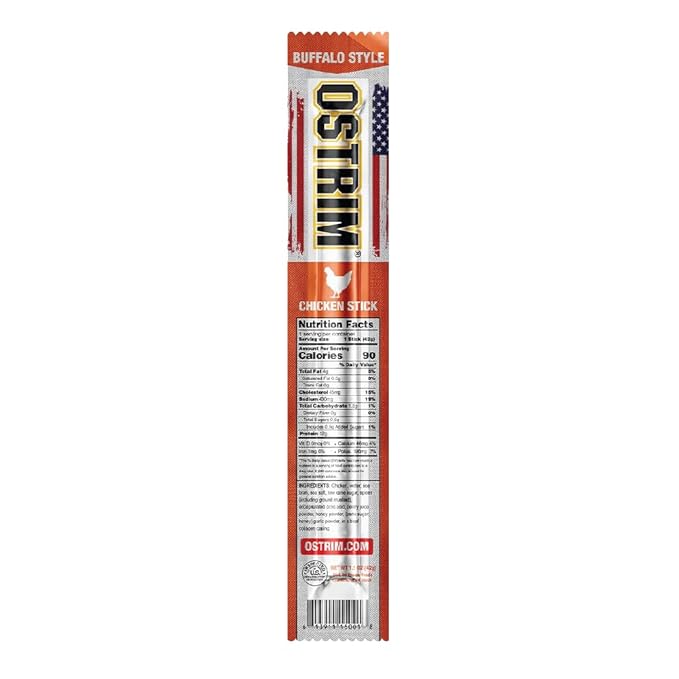 Ostrim Chicken Jerky Snack Sticks-Buffalo Wing Flavor 1.5 oz (Pack of 10)
