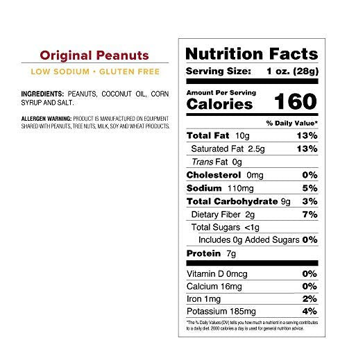 BEER NUTS Original Peanuts - Travel Size Sweet &amp Salty Bar Nuts - Gluten Free Kosher Low Sodium Peanut Snacks Made In The USA - 12oz Resealable Can (Pack of 3)