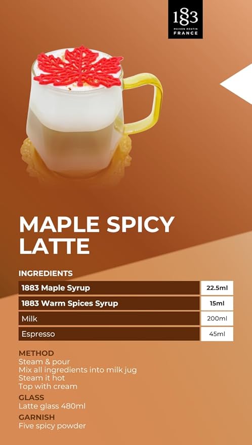 1883 Maple Syrup for Drinks Made in France 1 Liter Glass Bottle