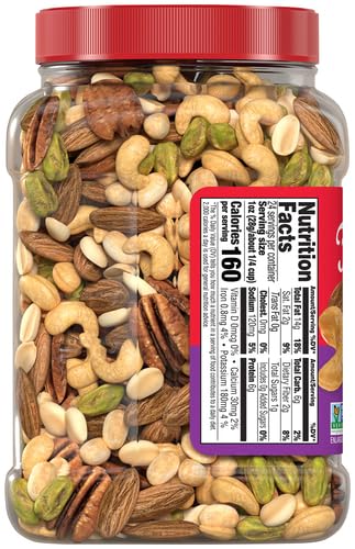Fisher Oven Roasted Never Fried Mixed Nuts with Peanuts 24 Ounces (Pack of 2) Peanuts Almonds Cashews Pistachios Pecans Snacks for Adults Made With Sea Salt No Added Oils Artificial Ingredie