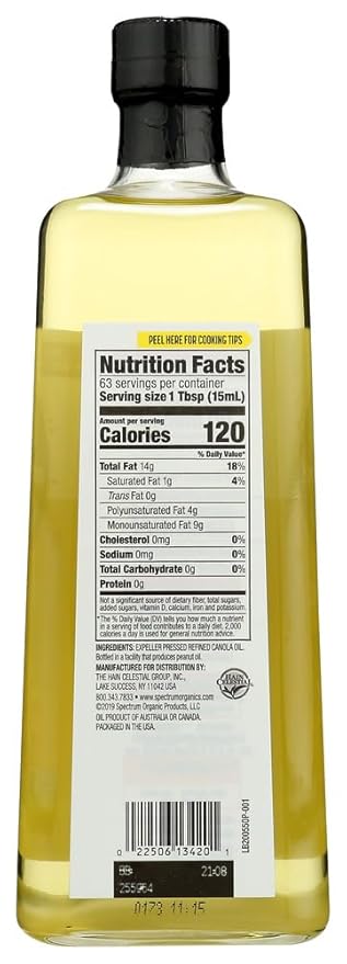 Spectrum Naturals Refined Canola Oil 12x 32 Oz