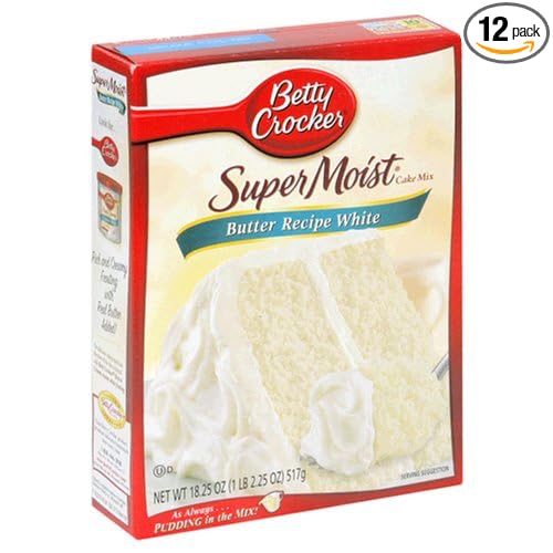 Betty Crocker Supermoist Cake Mix Butter Recipe White 18.25-Ounce Boxes (Pack of 12)