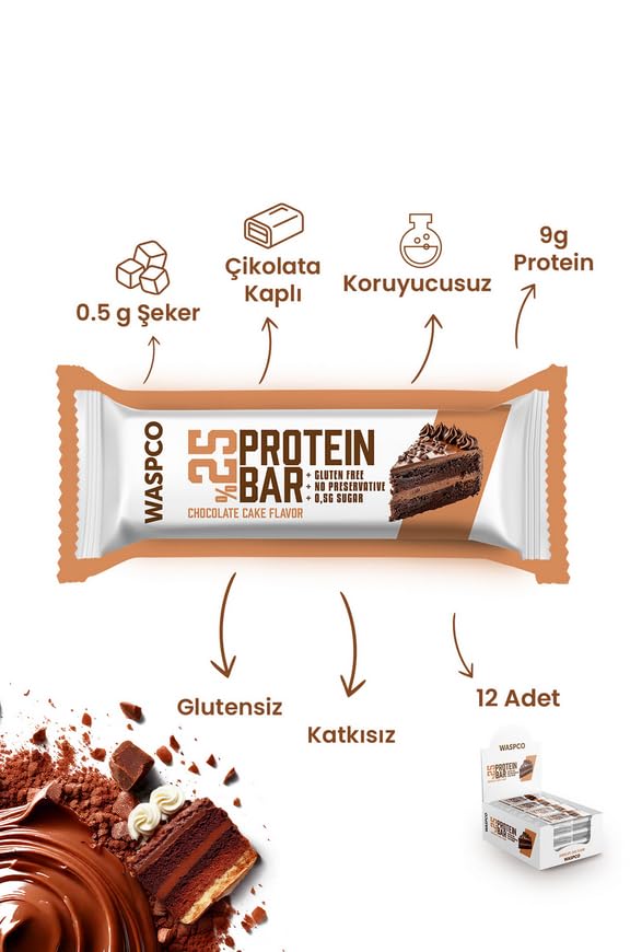 (12 Count) Protein Bars CHOCOLATE CAKE Gluten Free with 9g Protein and 0.5g Sugar36 G