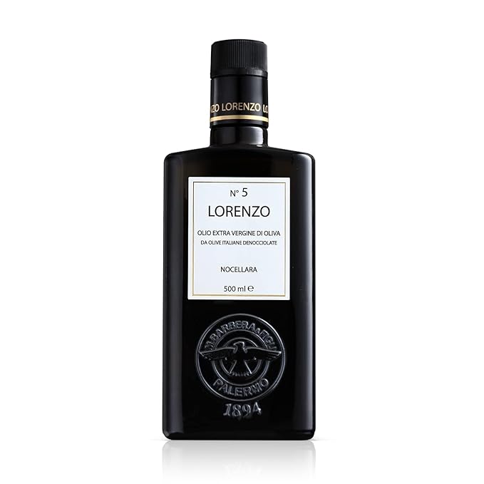 Barbera Lorenzo No. 5 Extra Virgin Olive Oil 16.9 oz | Cold Extracted Sicilian EVOO | Fruity &amp Soft Nocellara del Belice Olive Flavor | Fresh Harvest Imported Olive Oil from Italy