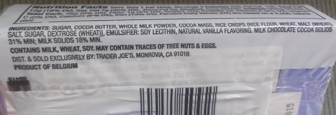NEW Trader Joe's Crispy Rice Milk Chocolate Candy Bars 6 PACK (18 candy bars ...
