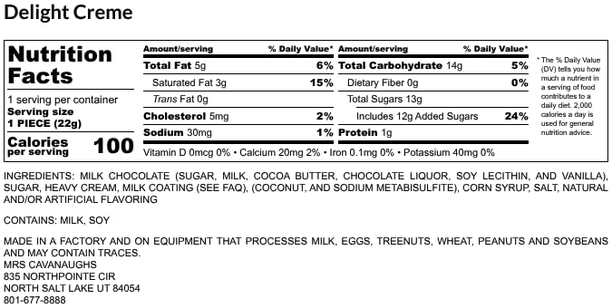 Mrs. Cavanaugh's 3 lb Delight Cream (Vanilla &amp Coconut) Milk Chocolate
