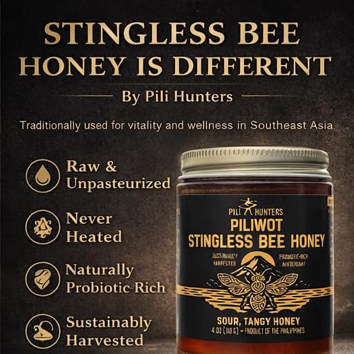 Pili Hunters - Kiwot Stingless Bee Honey Delicious Premium Sweet and Sour Wild Harvested Raw Honey Fermented All Natural Non-GMO Rainforest Superfood (4 oz. Jar)