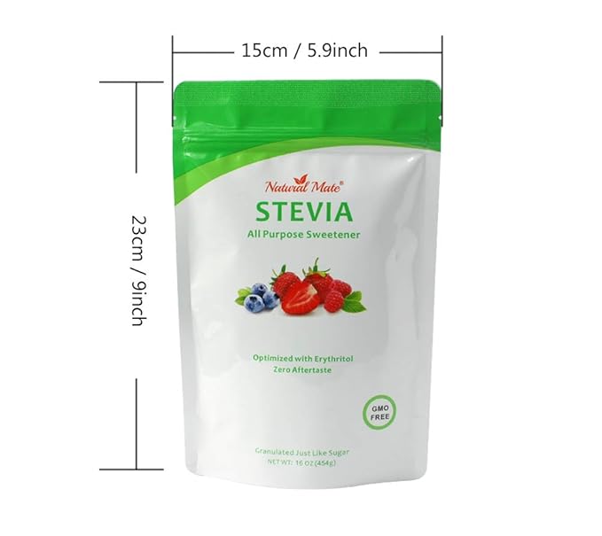 Natural Mate Zero Calorie Sweetener - Organic Stevia Granular Powder Blended with Erythritol - 2:1 Sugar Replacement for Keto Paleo Low GI – (1Lb/16OZ Pack of 5)