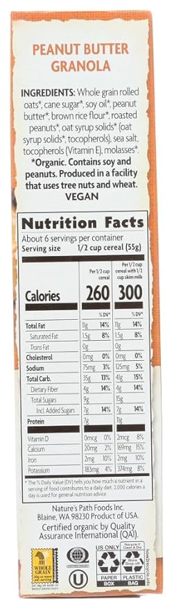 Nature's Path Organic Peanut Butter Granola Cereal 11.5-Ounce Box (Pack of 6) by Nature's Path