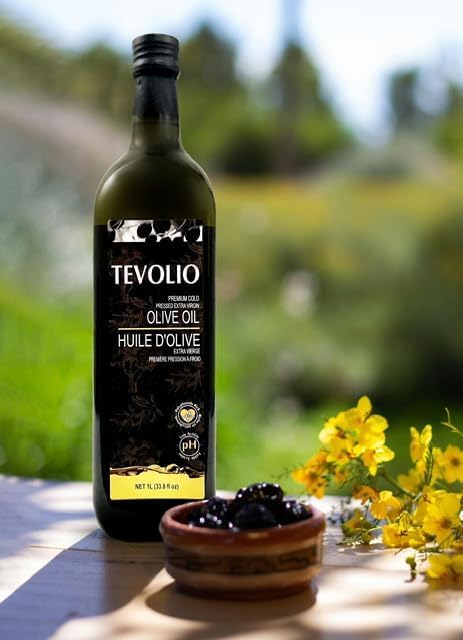 TEVOLIO Extra Virgin Olive Oil – 100% Pure Cold Pressed Rich in Antioxidants and Healthy Fats Plant Based Premium Quality Low Acidity – 1 L