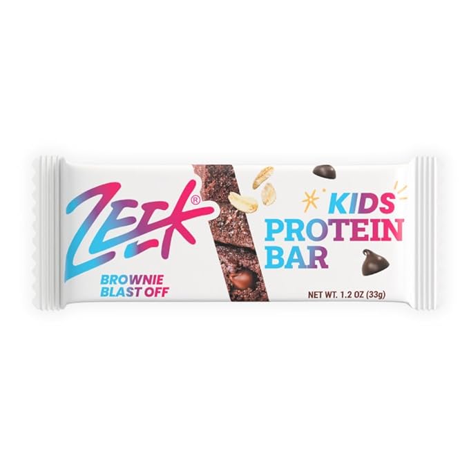 ZEEK BAR - Kids Protein Bars - 6g Protein - All Natural Non-GMO Gluten Free - Brownie Blast Off 12 Count - New &amp Improved Formula!