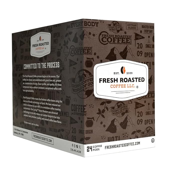 Fresh Roasted Coffee Organic Java Taman Dadar | USDA Organic RFA Kosher | Medium Roast 72 Pods for K Cup Brewers