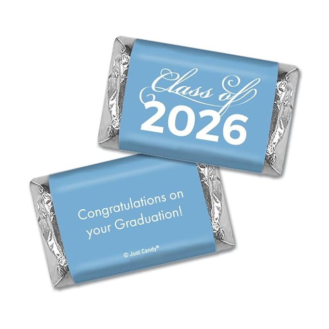 496 Pcs Light Blue Graduation Candy Party Favors Assorted Wrapped Miniatures &amp Blue Kisses (6.1 lbs Approx. 496 Pcs)