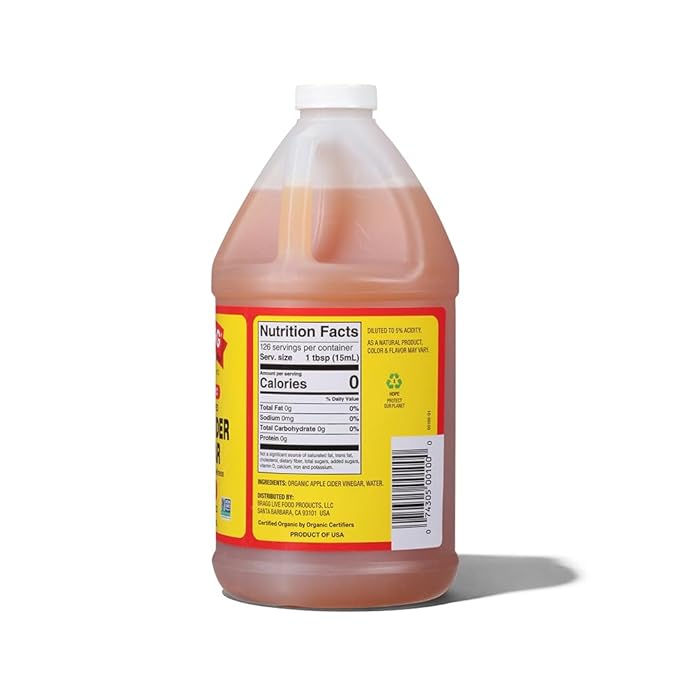 Bragg Organic Apple Cider Vinegar 64oz with the Mother + Bragg Organic Coconut Liquid Aminos Seasoning 128oz
