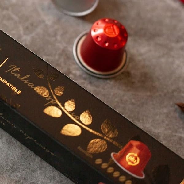‘Roma’ Strong Espresso for Nespresso | 100 Bold Aluminum Capsules | Extra Dark and Intense Italian Flavor | 100% Nespresso Compatible Pods