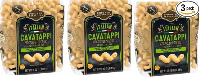 Italian Cavatappi Macaroni Product Crafted With Golden Amber Drum Wheat Semolina (3 Bags 16 oz. each)