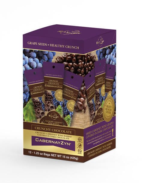 Wine RayZyn® - Chocolate Covered CabernayZyn® (12 pack) – Hand Harvested Dried Cabernet Sauvignon Wine Raisins® from Napa Valley enrobed in premium gourmet dark chocolate – The Healthier Raisin with a