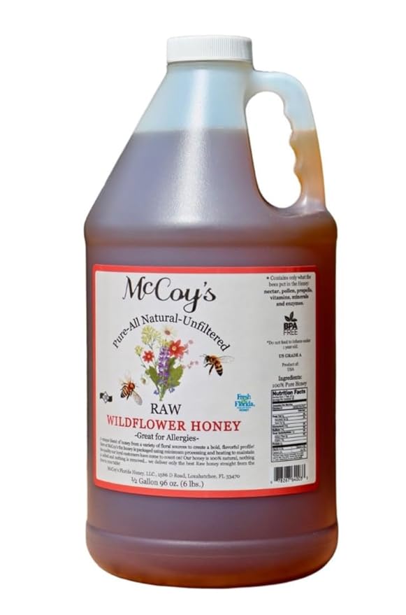 McCoy's Honey - 100% Pure All-Natural Raw Honey - Wildflower Honey 1/2gal (6lb)