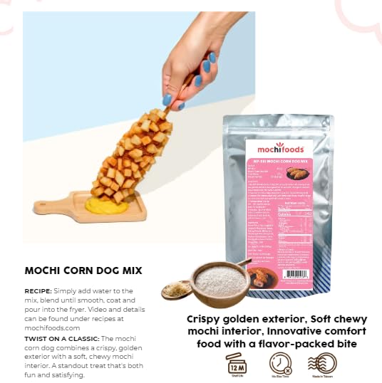 Original Mochi Corn Dog Mix - 4.5lbs - Crispy Chewy Fried Dough Add Water Cheese Potatoes