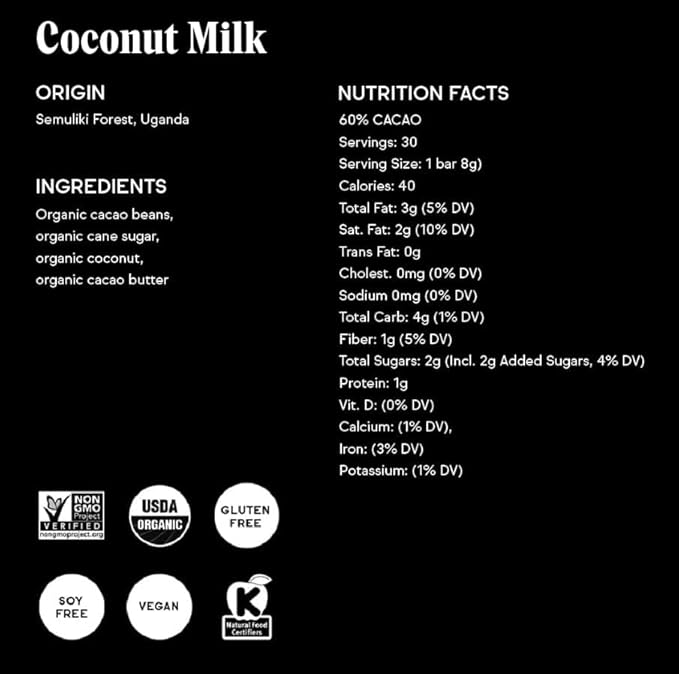 Raaka Coconut Milk Chocolate Gift Box | 60% Cacao Vegan Milk Chocolate | Organic Vegan Gluten Free | Box of 30 Individually Wrapped Chocolates