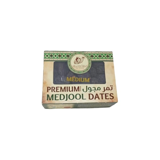 Abuayyash Farms Premium Medjool Dates 2 lb (907g) Box Medium Size Whole Fruit Product of Jordan Naturally Sweet &amp High Fiber Healthy Snack